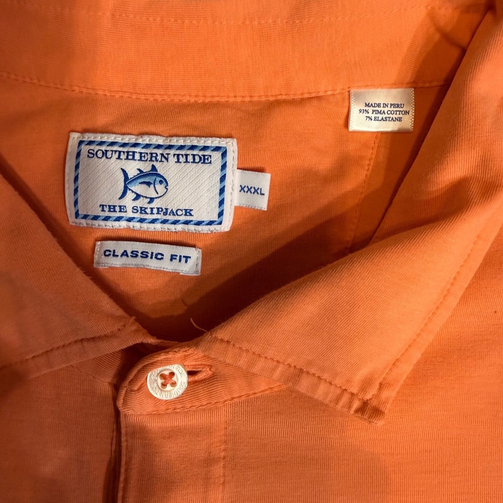 Southern Tide Skipjack Polo Shirt Mens XXXL Orange Pima Cotton Classic Fit 15301